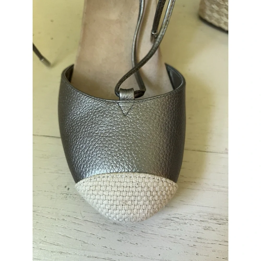 Vionic Women's Calypso Espadrille Wedge Sandals Metallic Pewter Size 9.5